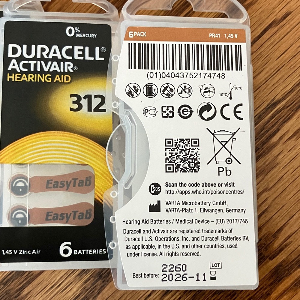 Duracell Activair Hearing Aid Batteries 312 - Picture 3 of 4